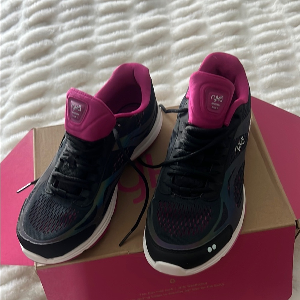 Ryka Black and Pink Athletic Shoes with Cushioned Midsole